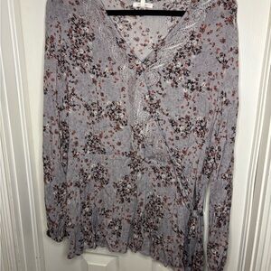 Maurices Light Purple and Red Floral Blouse